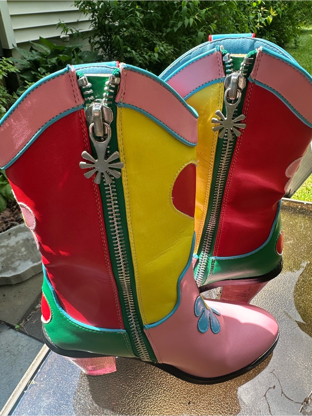DELIA*S BY DOLLS KILL COLORBLOCK COWBOY BOOTS SIZE 7 - Picture 2 of 14